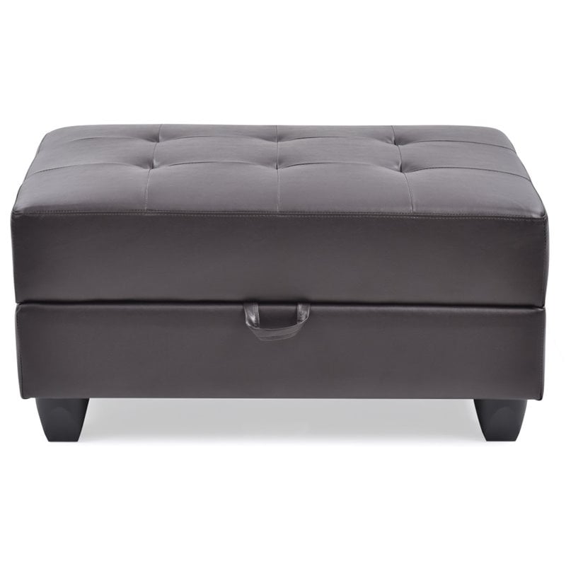 Glory Furniture Revere Faux Leather Ottoman in Cappuccino