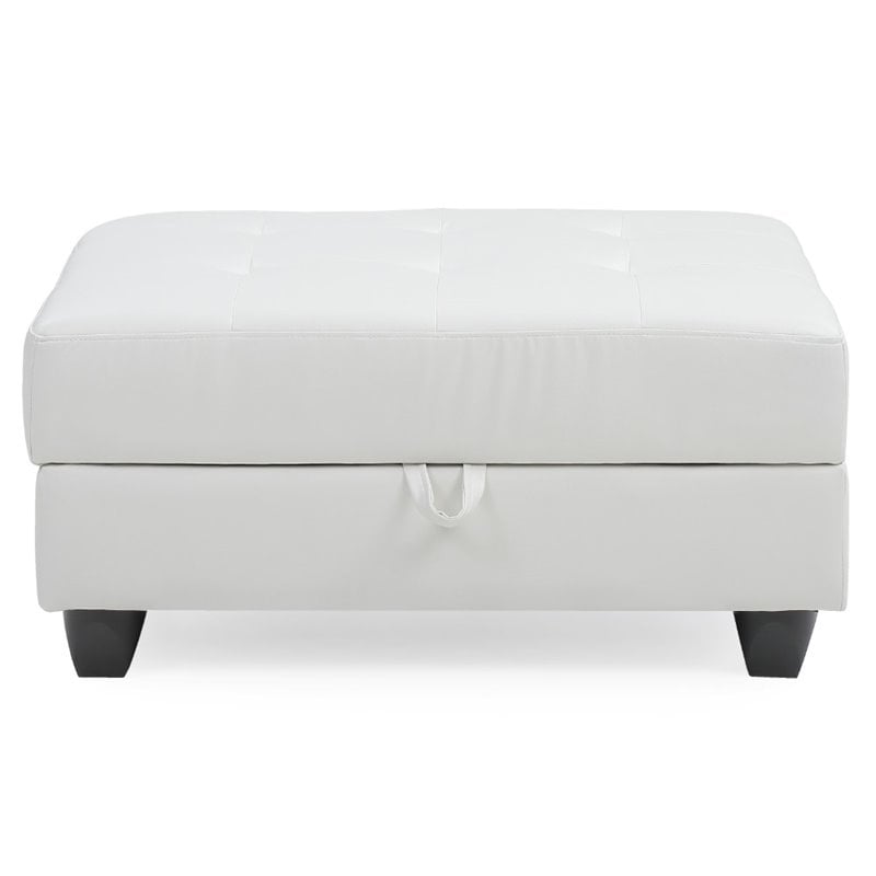 Glory Furniture Revere Faux Leather Ottoman in White