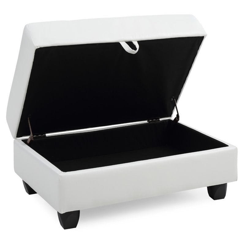 Glory Furniture Revere Faux Leather Ottoman in White