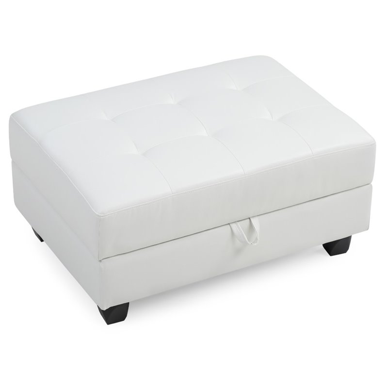 Glory Furniture Revere Faux Leather Ottoman in White