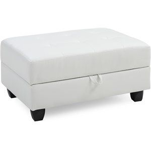 Glory Furniture Revere Faux Leather Ottoman in White