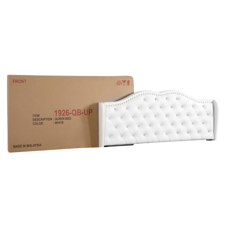 Glory Furniture Joy Faux Leather Upholstered Queen Bed in White
