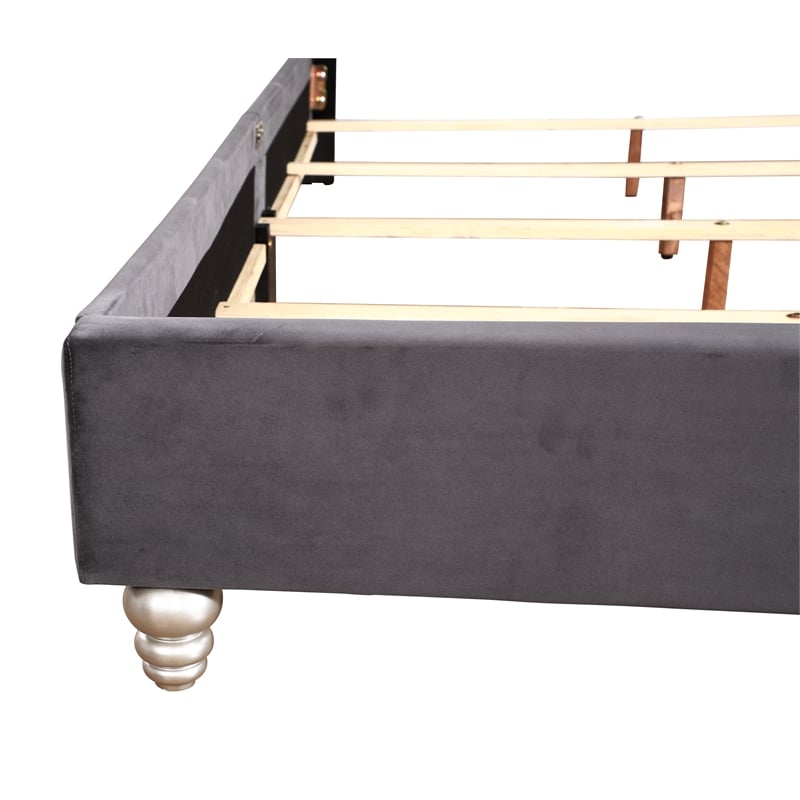 Glory Furniture Joy Velvet Upholstered Full Bed in Gray