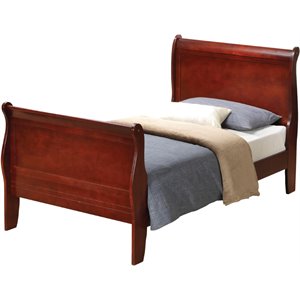 glory furniture louis phillipe twin sleigh bed in cherry
