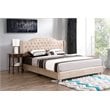 Glory Furniture Joy Velvet Upholstered King Bed in Beige