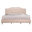 Glory Furniture Joy Velvet Upholstered King Bed in Beige