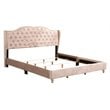 Glory Furniture Joy Velvet Upholstered King Bed in Beige