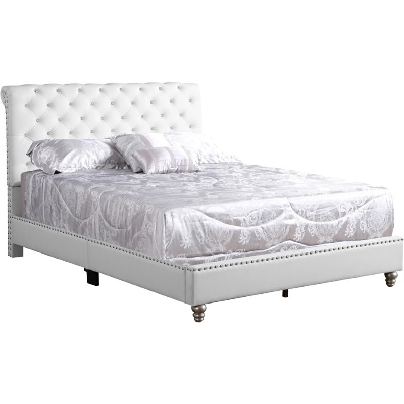 Glory Furniture Maxx Faux Leather Upholstered Full Bed in White