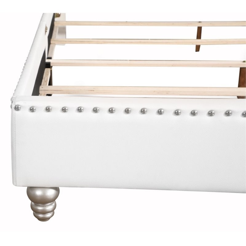 Glory Furniture Maxx Faux Leather Upholstered Queen Bed in White