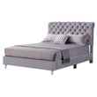 Glory Furniture Maxx Velvet Upholstered Queen Bed in Gray
