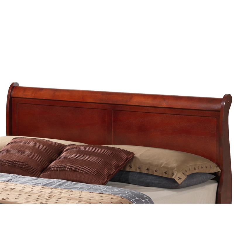 Glory Furniture Louis Phillipe Wood Veneer Queen Storage Bed in Cherry
