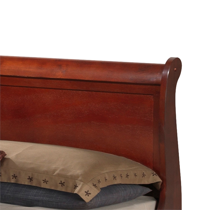 Glory Furniture Louis Phillipe Wood Veneer Queen Storage Bed in Cherry