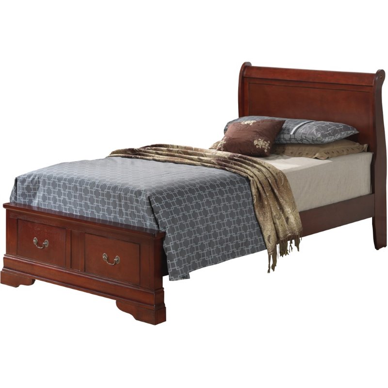 Glory Furniture Louis Phillipe Twin Storage Bed in Cherry