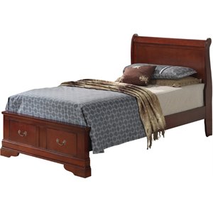 glory furniture louis phillipe twin storage bed in cherry