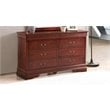Glory Furniture Louis Phillipe 6-Drawers Bedroom Dresser in Cherry