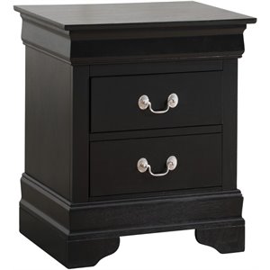 Glory Furniture Louis Phillipe 2 Drawer Nightstand in Black