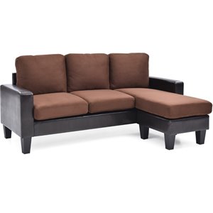 glory furniture jenna microsuede sofa chaise in chocolate