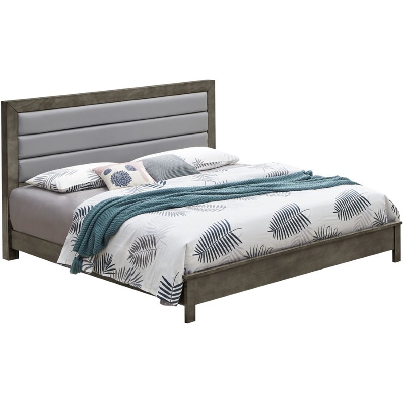 Glory Furniture Burlington King Panel Bed in Gray