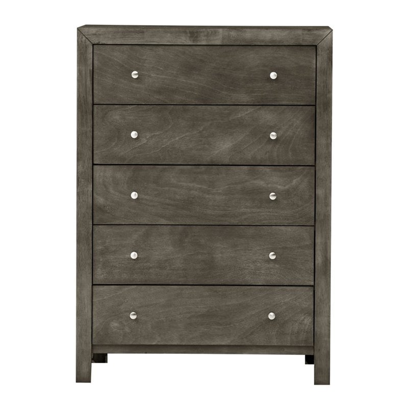 Glory Furniture Burlington 5-Drawers Bedroom Chest in Gray