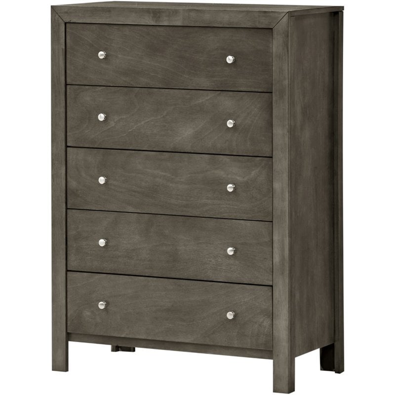 Glory Furniture Burlington 5-Drawers Bedroom Chest in Gray
