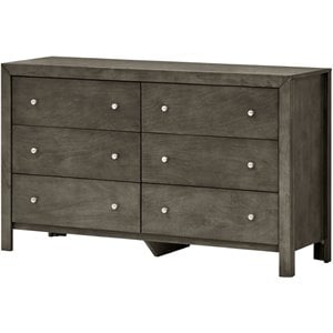 Glory Furniture Burlington 6-Drawers Bedroom Dresser in Gray