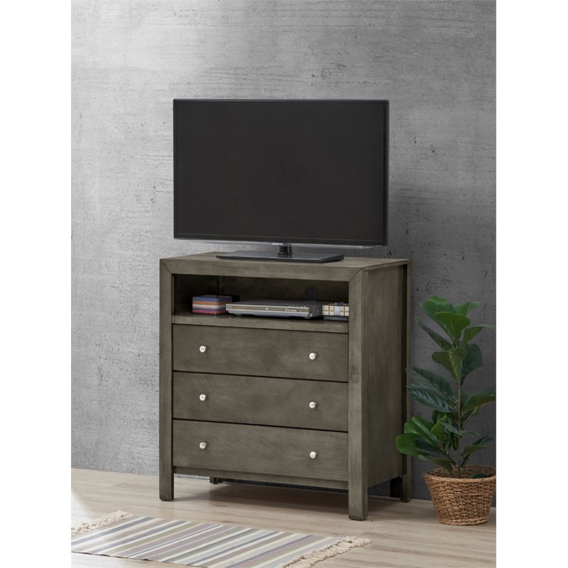 Glory Furniture Burlington 3 Drawer TV Stand in Gray