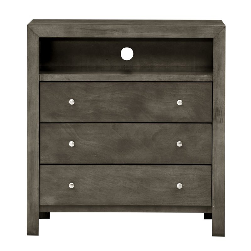 Glory Furniture Burlington 3 Drawer TV Stand in Gray