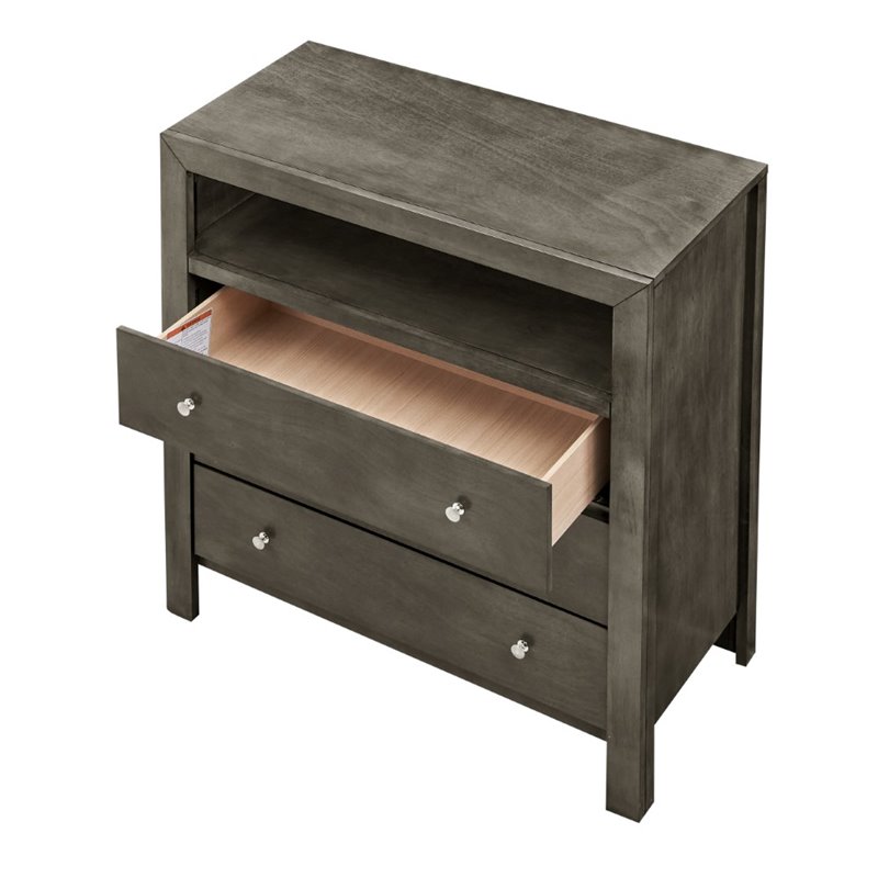 Glory Furniture Burlington 3 Drawer TV Stand in Gray
