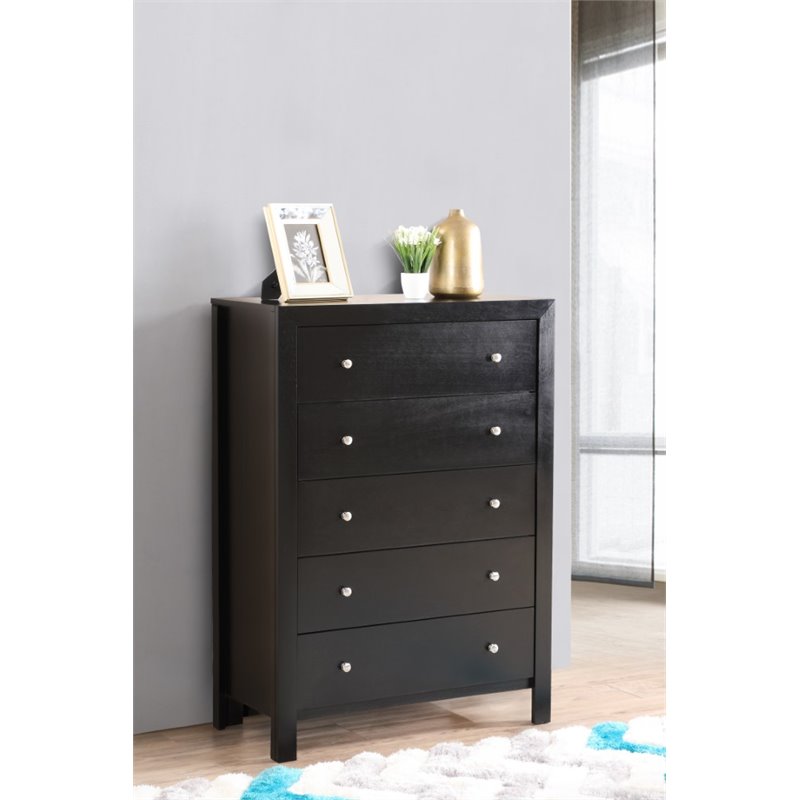 Glory Furniture Burlington 5-Drawers Bedroom Chest in Black