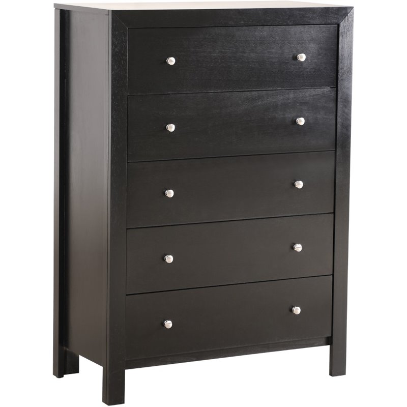 Glory Furniture Burlington 5-Drawers Bedroom Chest in Black