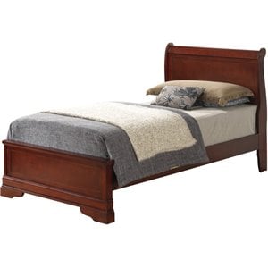 Glory Furniture Louis Phillipe Twin Panel Bed in Cherry
