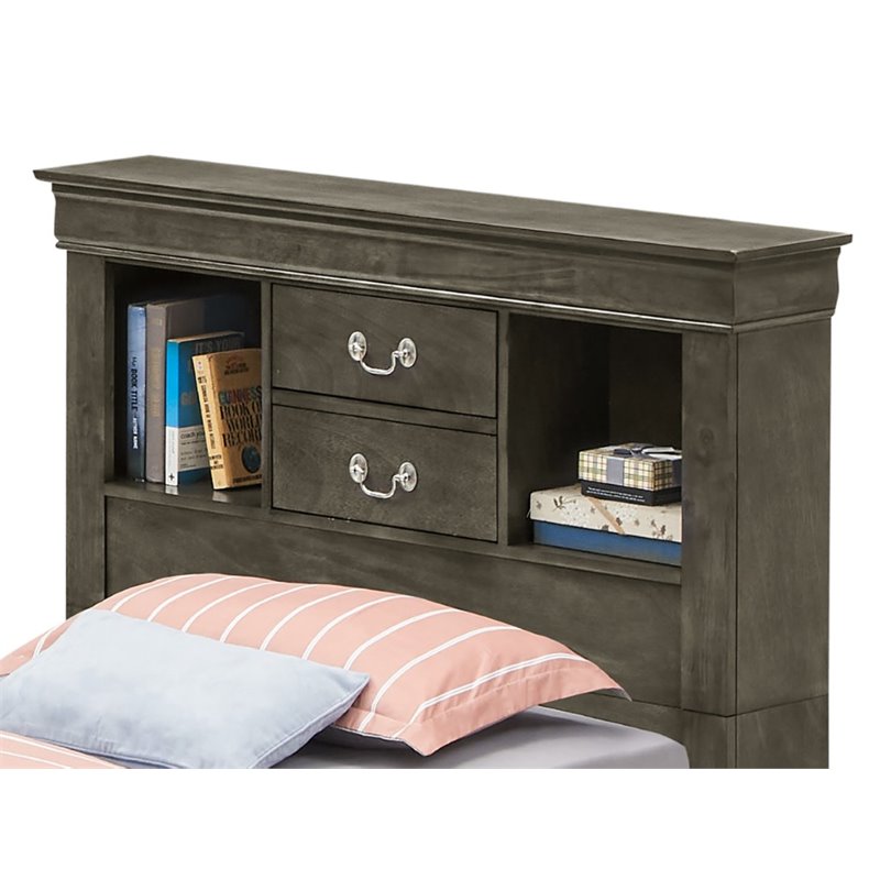 Glory Furniture Louis Phillipe Twin Storage Bed in Gray