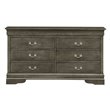 Glory Furniture Louis Phillipe 6 Drawer Dresser in Gray