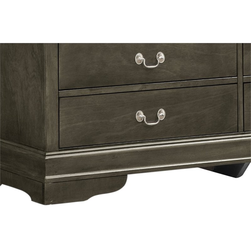 Glory Furniture Louis Phillipe 6 Drawer Dresser in Gray