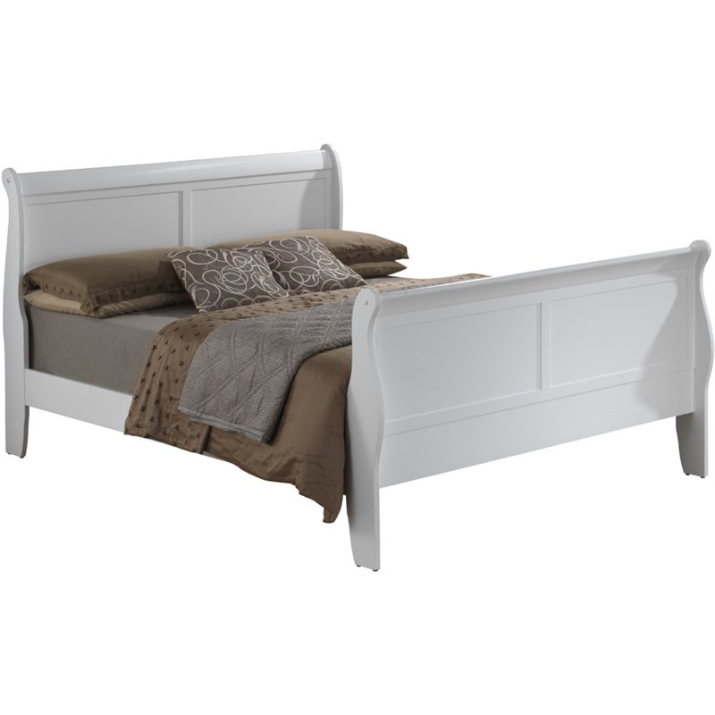 Glory Furniture Louis Phillipe King Sleigh Bed in White