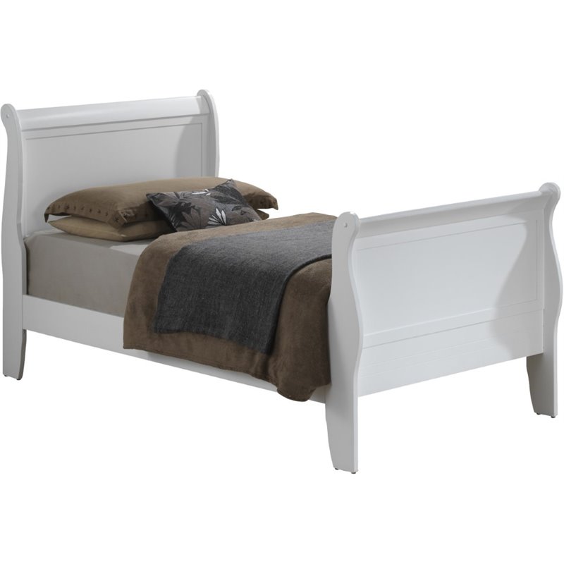 Glory Furniture Louis Phillipe Twin Sleigh Bed in White