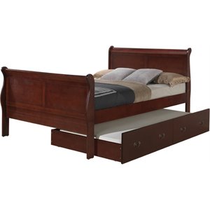 Glory Furniture Louis Phillipe Full Trundle Bed in Cherry