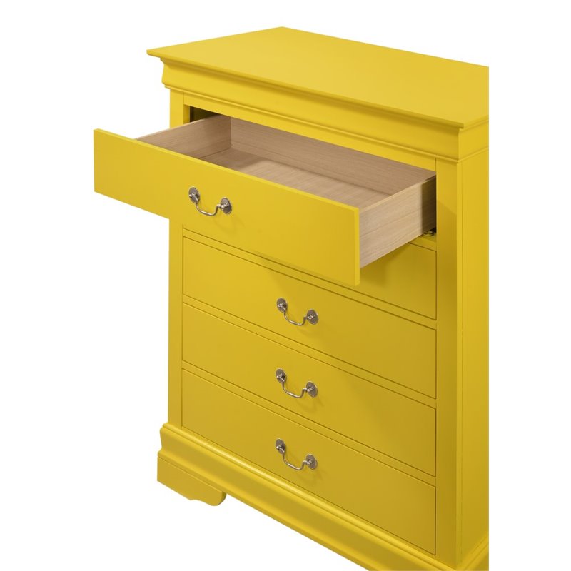 Glory Furniture Louis Phillipe 3 Drawer Nightstand in Yellow