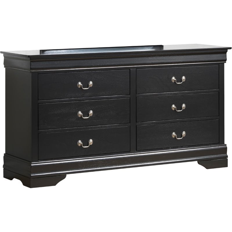 Black 6 Drawer Dresser LOUIS PHILLIPE Galaxy Home Traditional