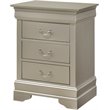 Glory Furniture Louis Phillipe 3 Drawer Nightstand in Silver Champagne