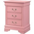 Glory Furniture Louis Phillipe 3 Drawer Nightstand in Pink