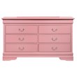 Glory Furniture Louis Phillipe 6 Drawer Dresser in Pink