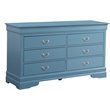 Glory Furniture Louis Phillipe 6 Drawer Dresser in Teal