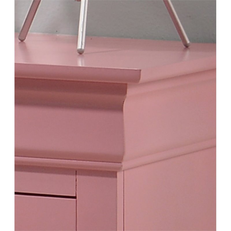 Glory Furniture Louis Phillipe 2 Drawer Nightstand in Pink