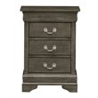 Glory Furniture Louis Phillipe 3 Drawer Nightstand in Gray