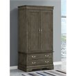 Glory Furniture Louis Phillipe 2 Drawer Armoire in Gray