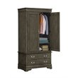 Glory Furniture Louis Phillipe 2 Drawer Armoire in Gray