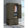 Glory Furniture Louis Phillipe 2 Drawer Armoire in Gray