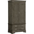 Glory Furniture Louis Phillipe 2 Drawer Armoire in Gray