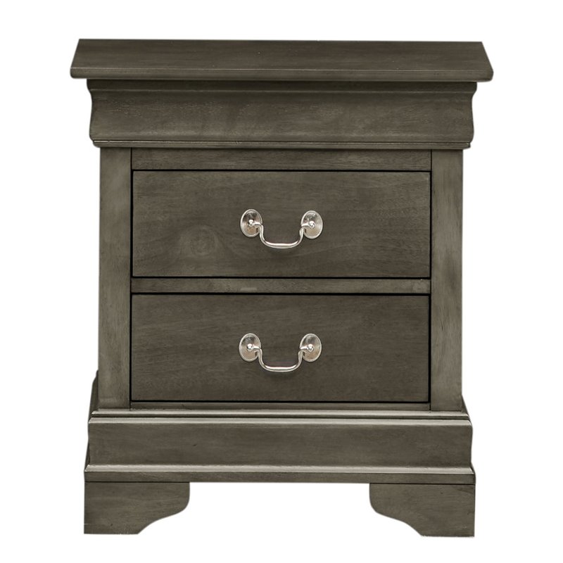 Glory Furniture Louis Phillipe 2 Drawer Nightstand in Gray